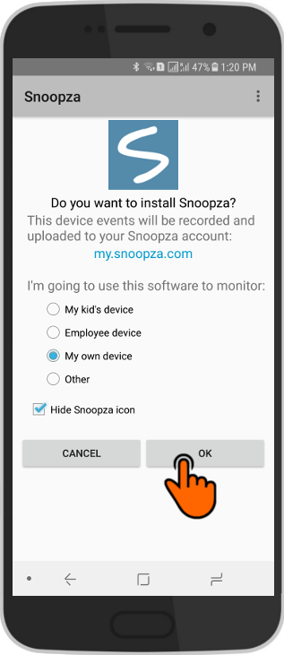 install and use Snoopza