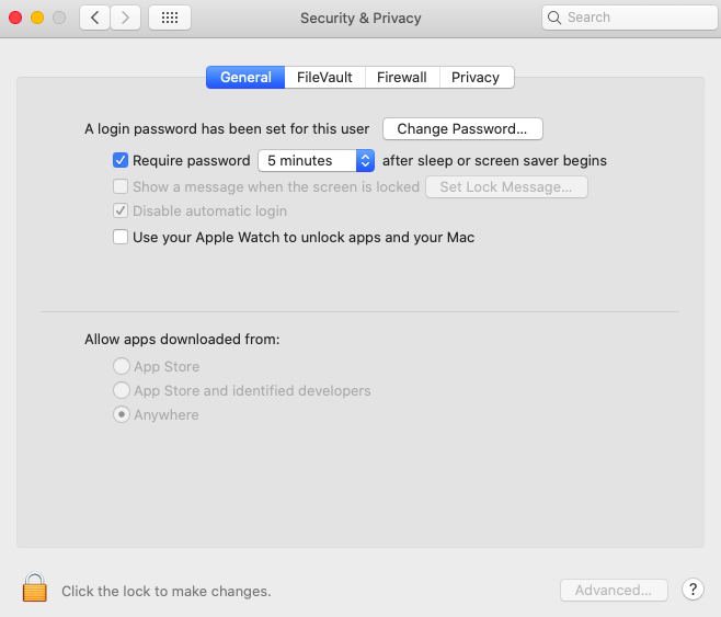How to change security preferences on a Mac