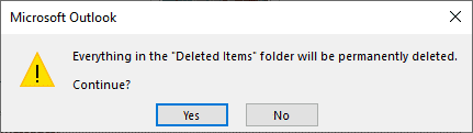 Confirm by clicking Yes