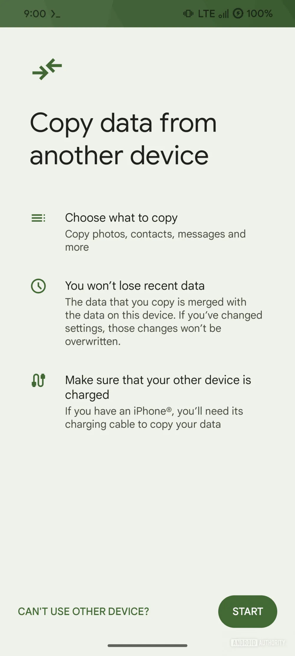 Copy data from another device